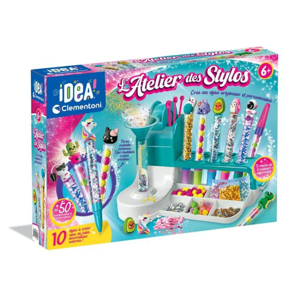 Clementoni | L'Atelier des Stylos – Édition Messages | Kit Créatif Enfant 6 Ans+ | Crée 8 Stylos Personnalisés avec Perles Alphabet, Stickers et Personnages | Activité Manuelle Ludique Clementoni | L'Atelier des Stylos – Édition Messages | Kit Créatif Enfant 6 Ans+ | Crée 8 Stylos Personnalisés avec Perles Alphabet, Stickers et Personnages | Activité Manuelle Ludique