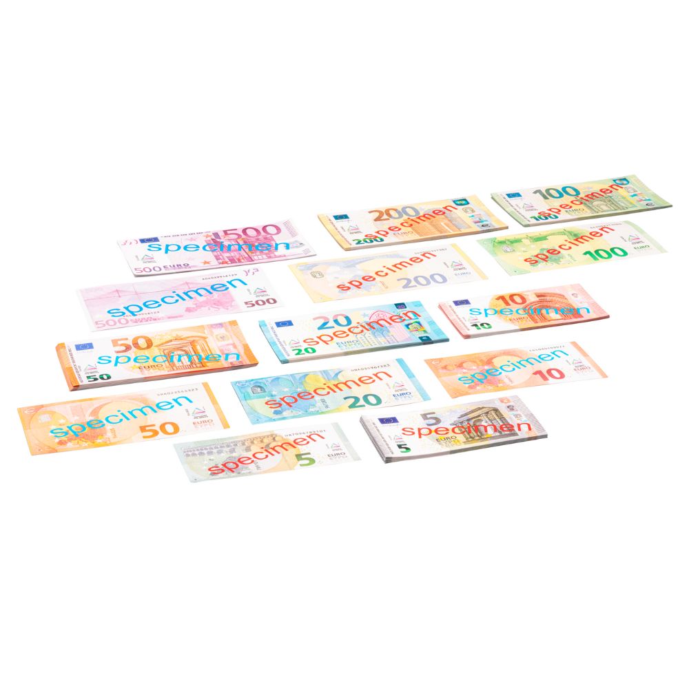 Lot De 350 Billets Factices Euro - Monnaie Jouet Pour Enfants, 7 Coupures (5 à 500 Euros), 50 Billets De Chaque - Apprentissage De L'Argent, Jeux De Rôle, Accessoire Pour Magie Et Fêtes