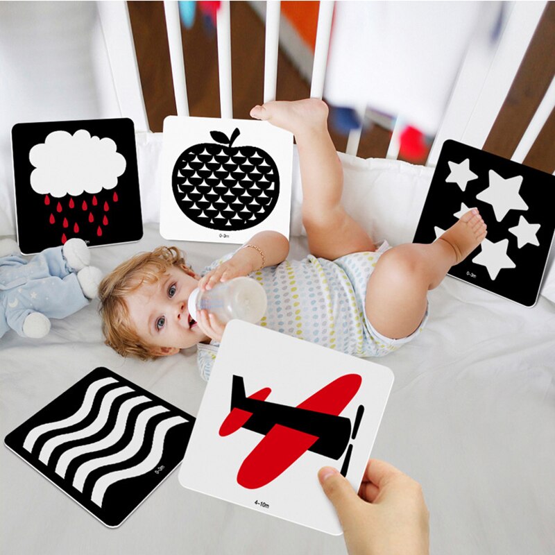 Carte Noir et Blanc Bebe Carte Blanc et Noir pour bébé pour 0~36 Mois  Cartes d'activités d'apprentissage par Stimulation visuelle pour bébé 64  Pages