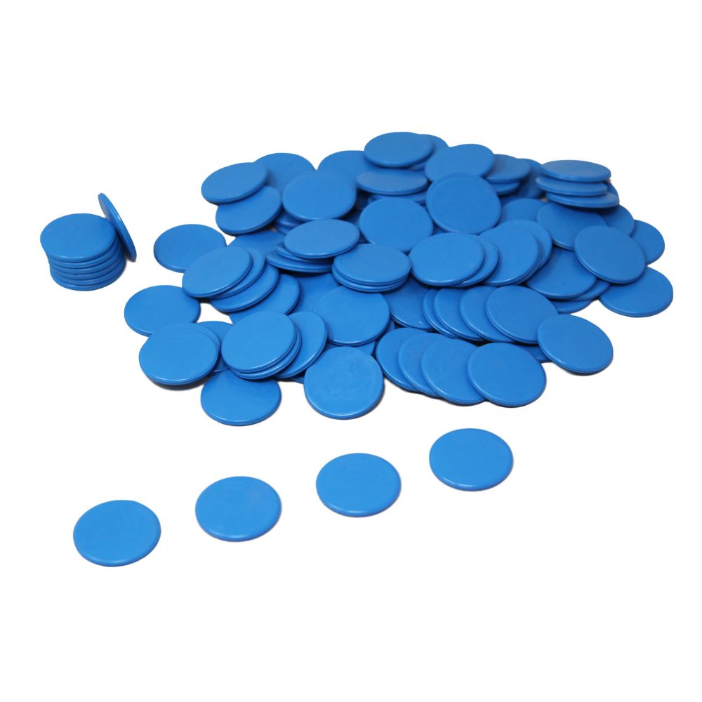 100 jetons colorés en plastique 25 mm
