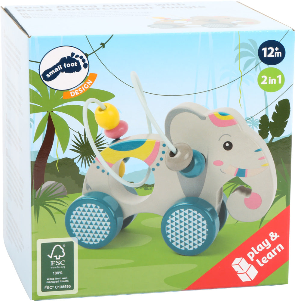 Éléphant à pousser avec circuit de motricité "Jungle"|EVEIL MONTESSORI