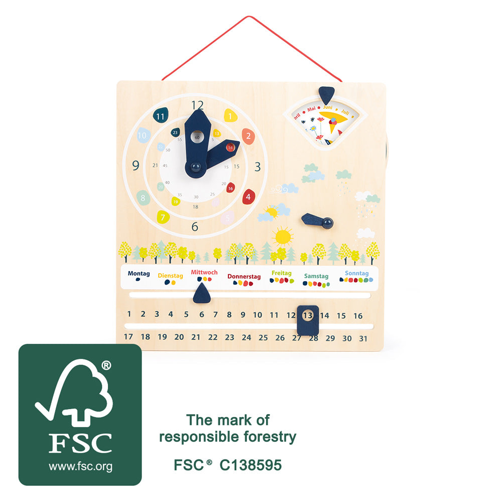 Horloge éducative avec calendrier "Educate" - Eveil-Montessori Maroc