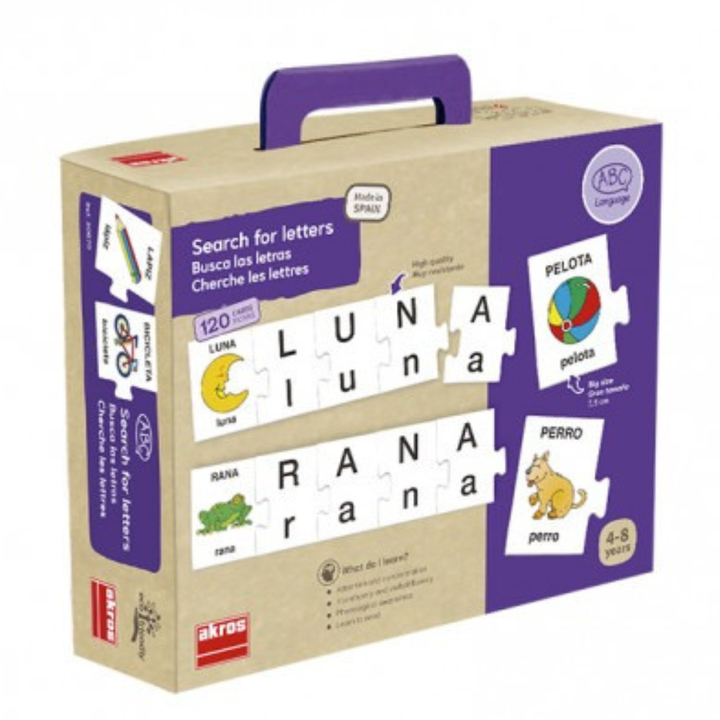 Cherche les lettres – Jeu éducatif d'initiation à la lecture et à l'alphabet – 120 pièces - 1 - Eveil Montessori Maroc