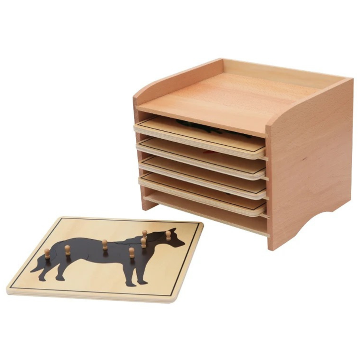 Cabinet + 5 puzzles animaux