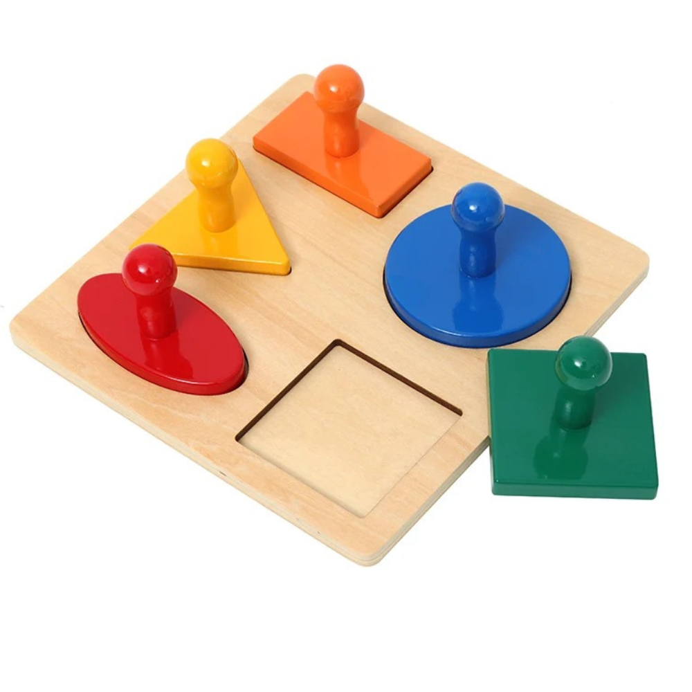 Puzzle de 5 formes avec gros bouton de préhension