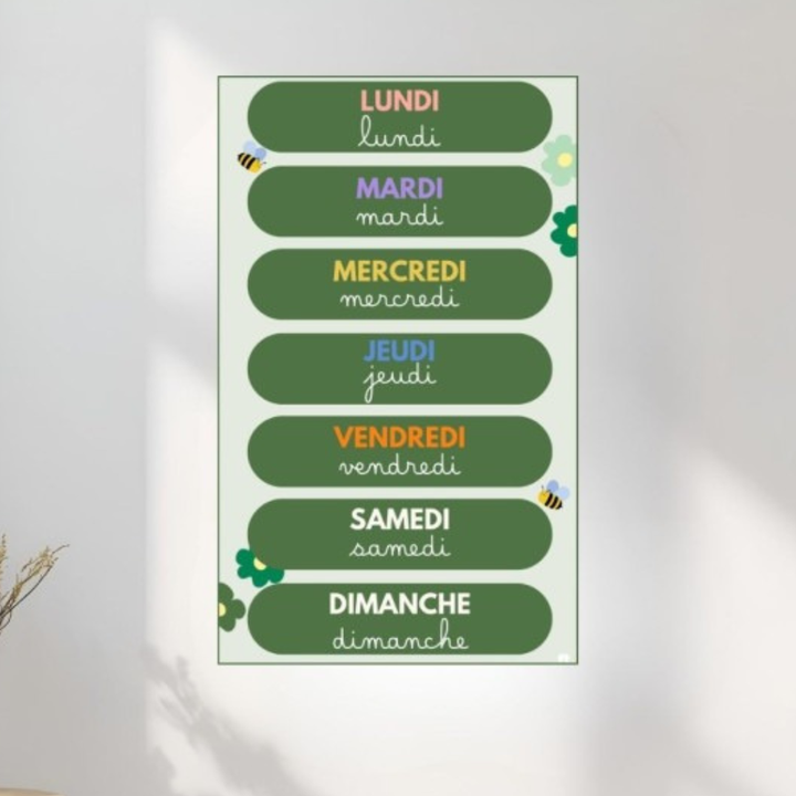 Les jours de la semaine - Poster Indéchirable - vert