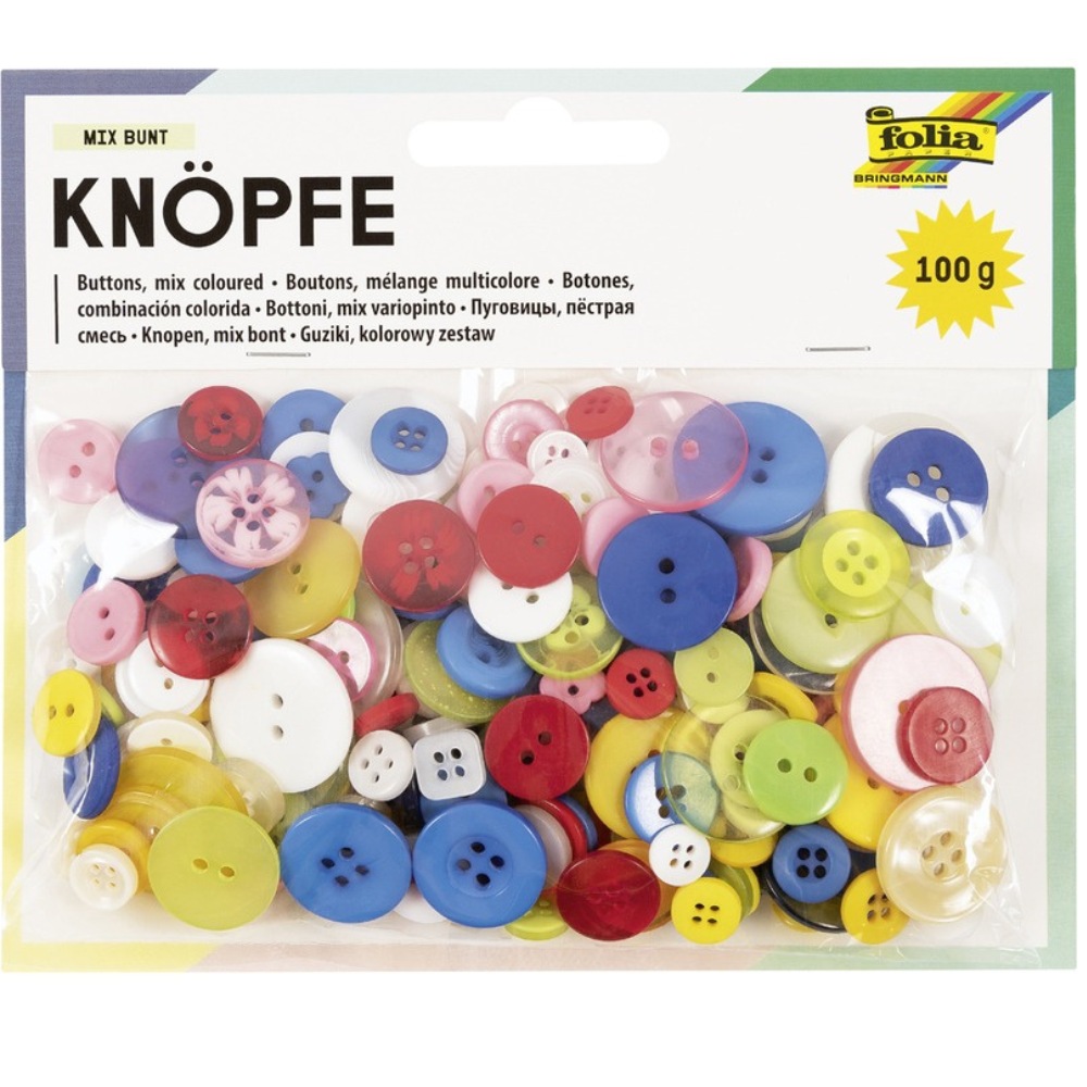 Assortiment de Boutons Colorés Folia – Sachet 100 g - 1 - Eveil Montessori Maroc