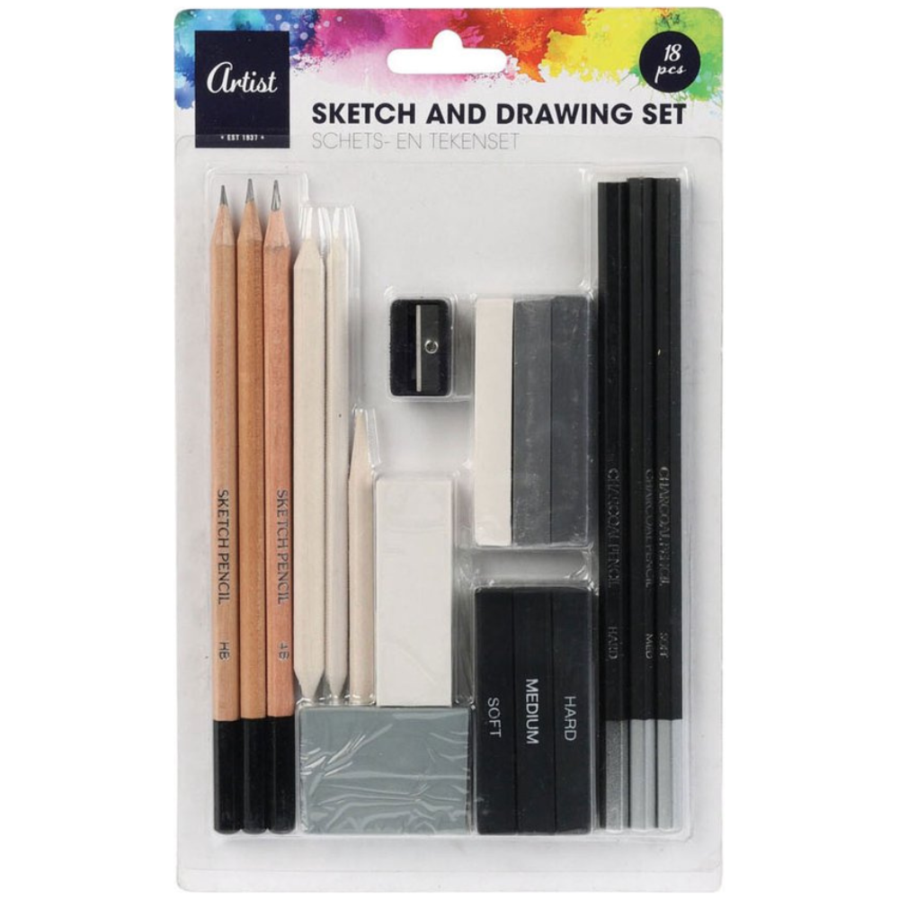 Kit de croquis et dessin 18 pièces