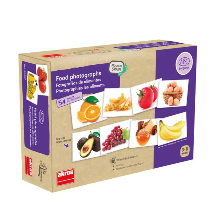 Photographies des aliments – Jeu éducatif de vocabulaire et reconnaissance des aliments – 54 cartes photo - 1 - Eveil Montessori Maroc