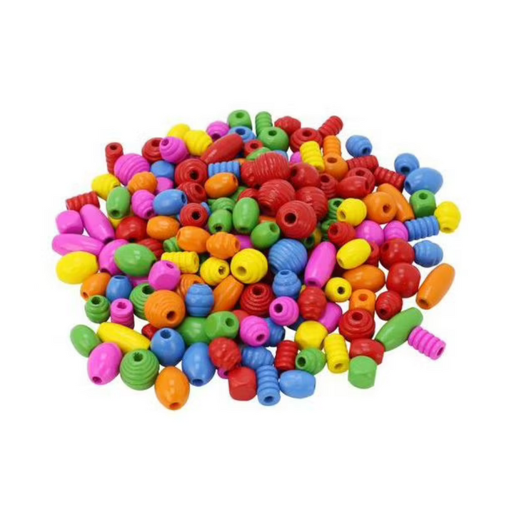 Sachet de 500g de perles en bois - 10 formes / 6 Couleurs - 12/16/20/25 mm