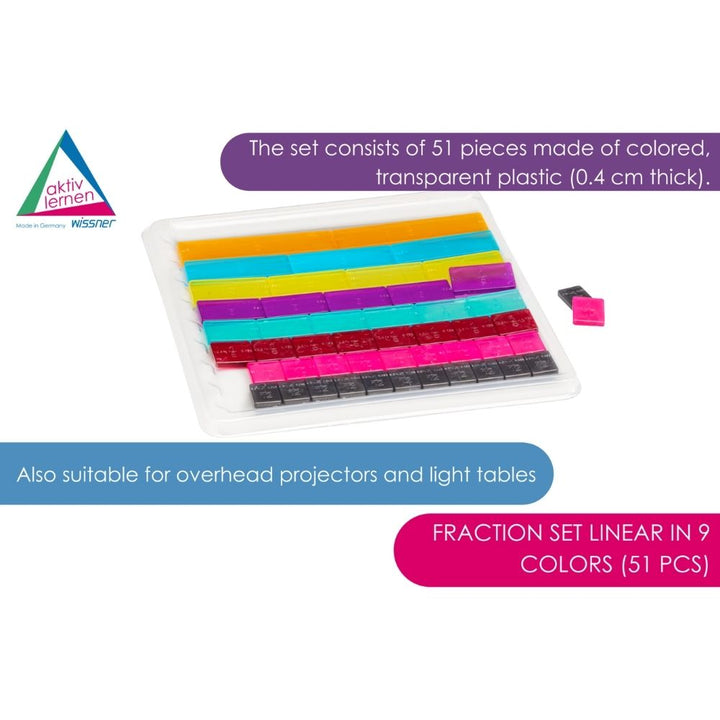 Set de fraction linéaire 51 pièces, 9 couleurs - 2 - Eveil Montessori Maroc