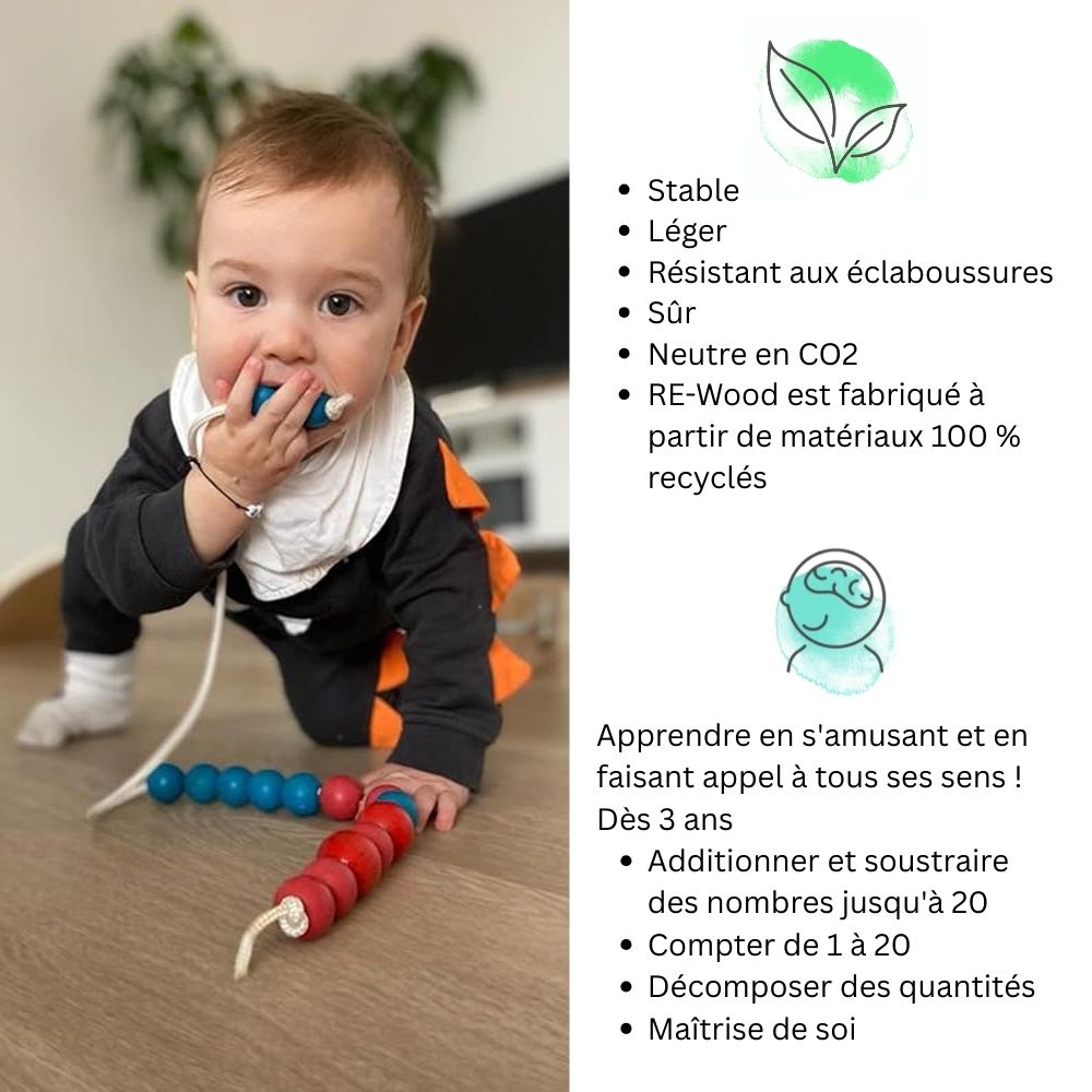 Chaine de calcul 20 boules Jumbo rouges et bleues