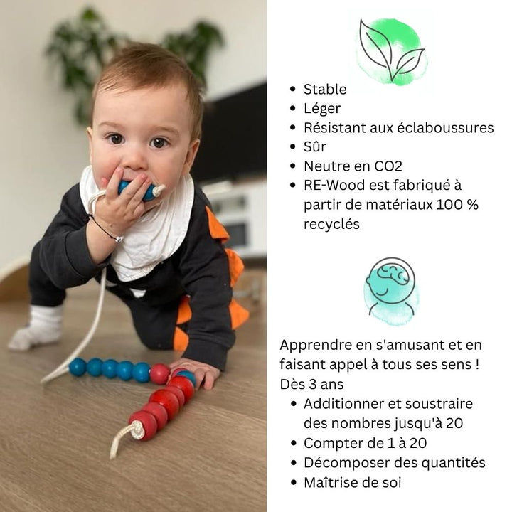 Chaine de calcul 20 boules Jumbo rouges et bleues