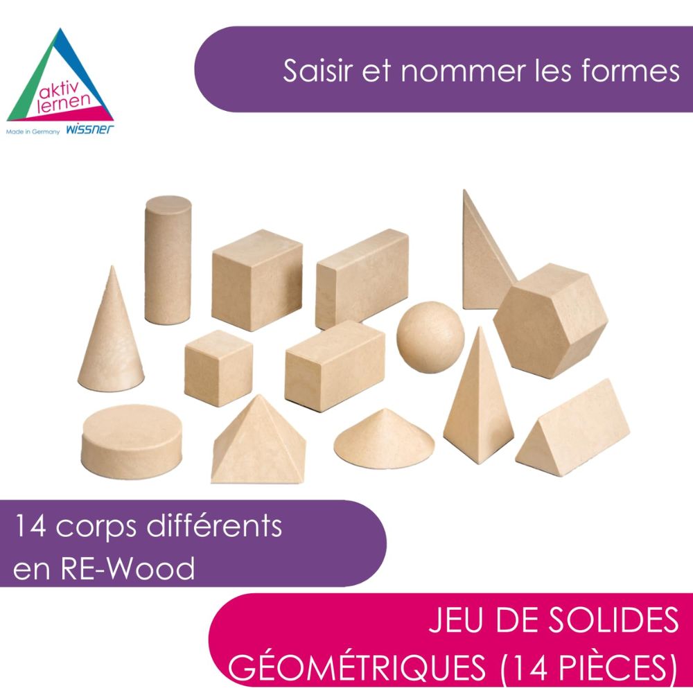 Set de 14 solides géométriques en RE-Wood®