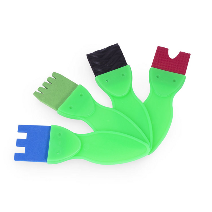 Sac avec 4 brosses en caoutchouc aux motifs variés