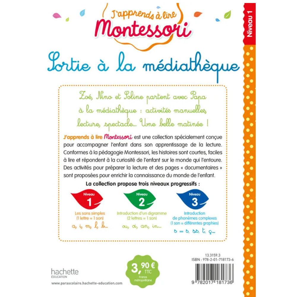 Sortie à la médiathèque, niveau 1 - J'apprends à lire Montessori