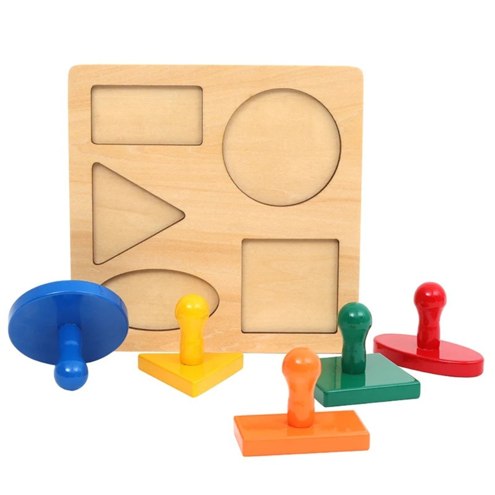 Puzzle de 5 formes avec gros bouton de préhension
