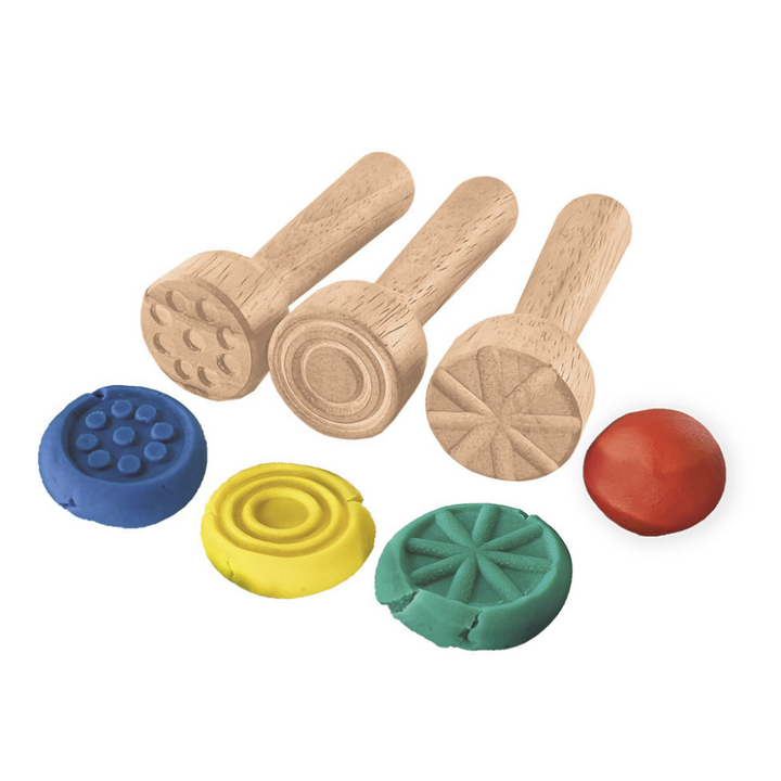 Lot de 3 Tampons bois pour pâte a modeler assortis
