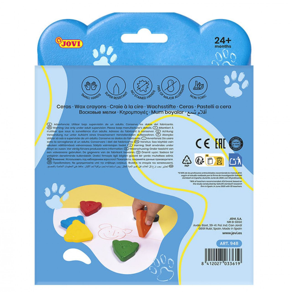 Jeu de 8 crayons de cire en forme d’ours – Couleurs de base - 4 - Eveil Montessori Maroc