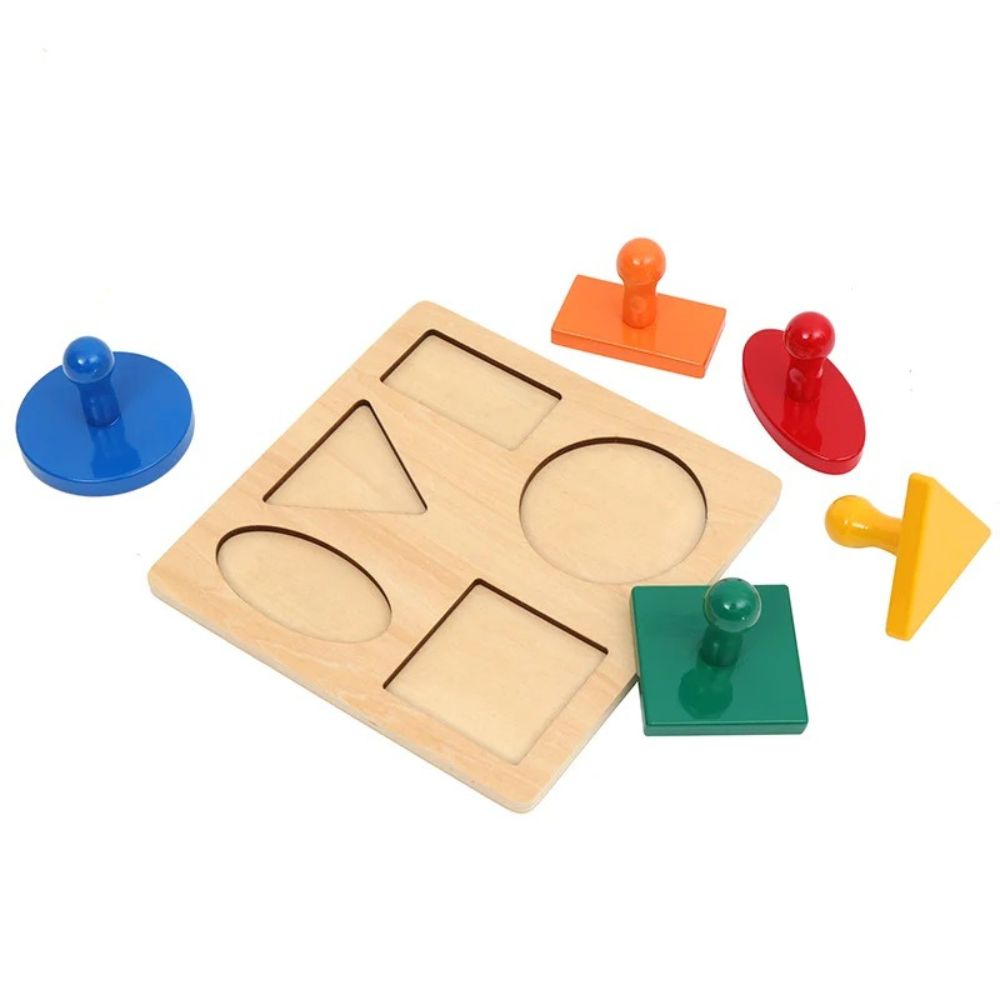Puzzle de 5 formes avec gros bouton de préhension