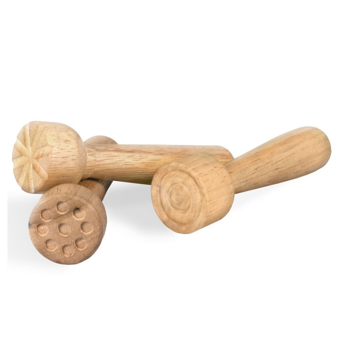 Lot de 3 Tampons bois pour pâte a modeler assortis