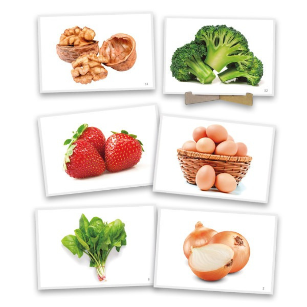 Photographies des aliments – Jeu éducatif de vocabulaire et reconnaissance des aliments – 54 cartes photo - 3 - Eveil Montessori Maroc
