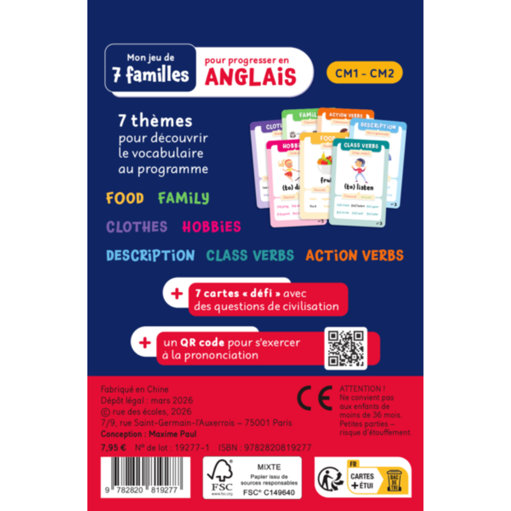 Mon jeu de 7 familles pour progresser en anglais CM1-CM2 - 5 - Eveil Montessori Maroc