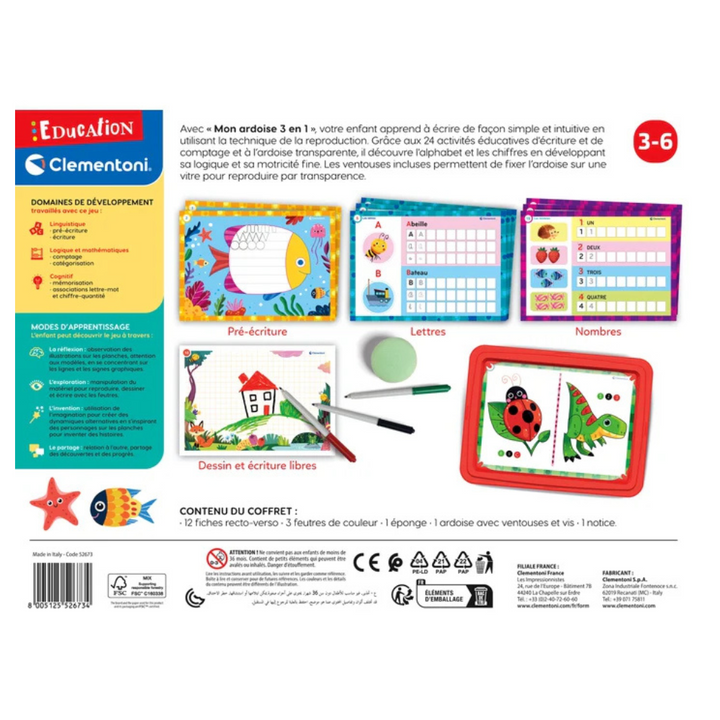 Mon ardoise 3 en 1 : trace, dessine et écris | EVEIL MONTESSORI