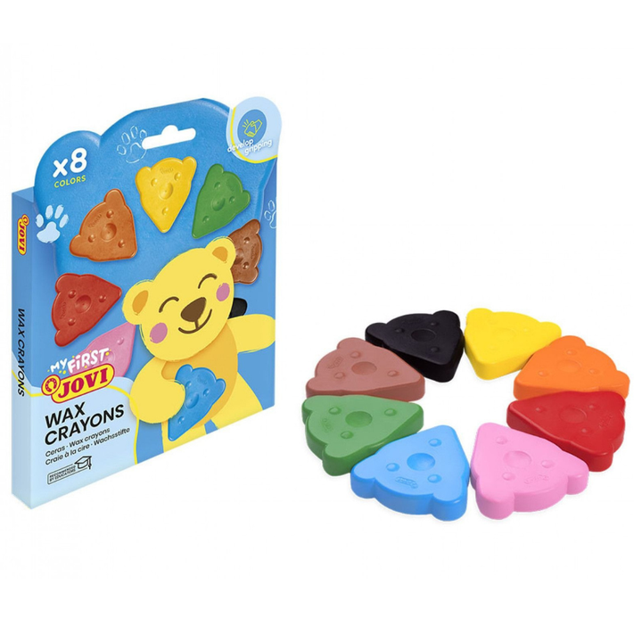 Jeu de 8 crayons de cire en forme d’ours – Couleurs de base - 2 - Eveil Montessori Maroc