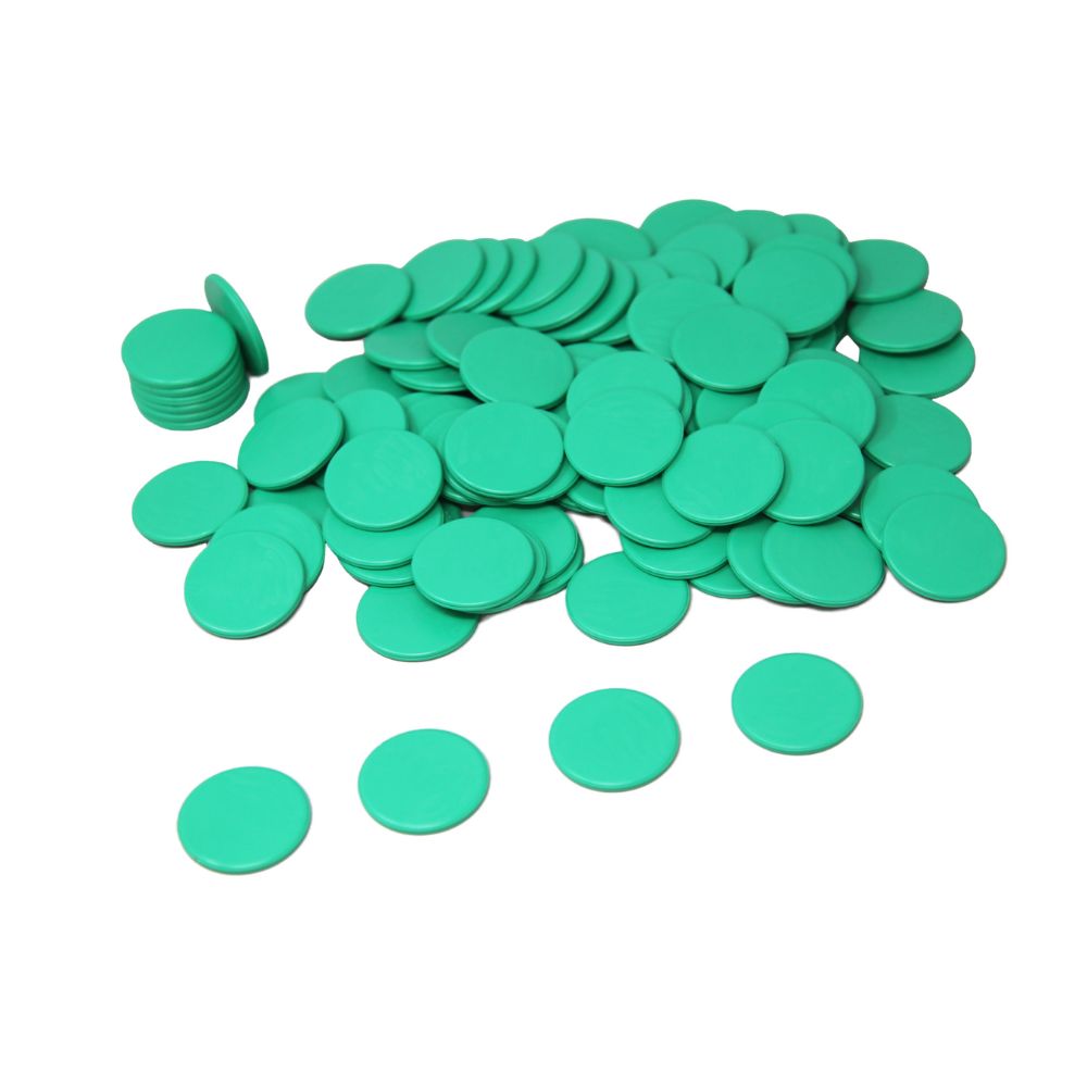 100 jetons colorés en plastique 25 mm