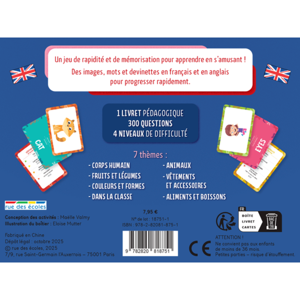 Mes cartes à jouer : Anglais : 100 cartes + 1 livret pédagogique
