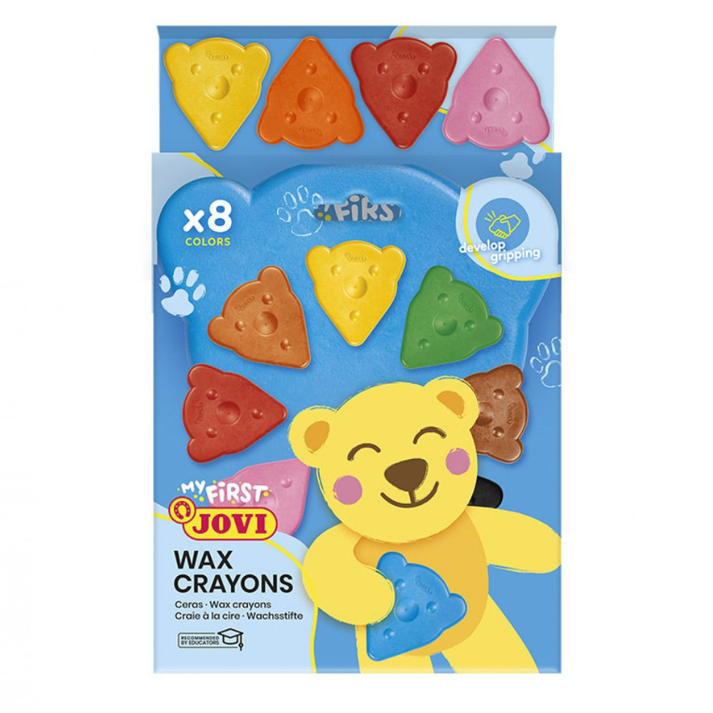 Jeu de 8 crayons de cire en forme d’ours – Couleurs de base - 3 - Eveil Montessori Maroc