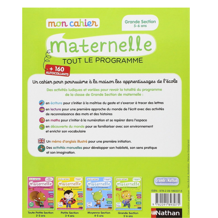 Mon cahier maternelle - Grande Section - 5/6 ans