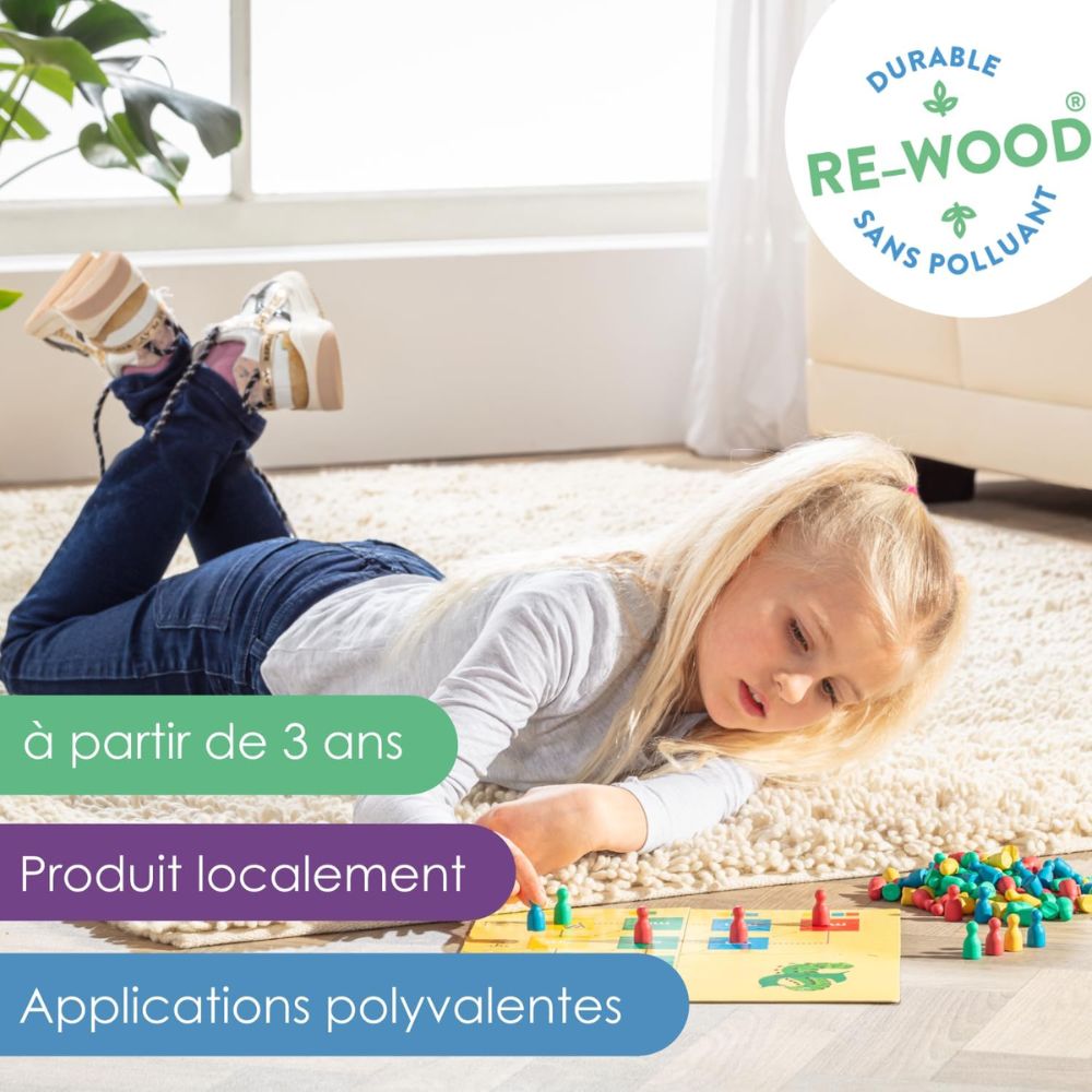 100 Pions en 4 couleurs en bois