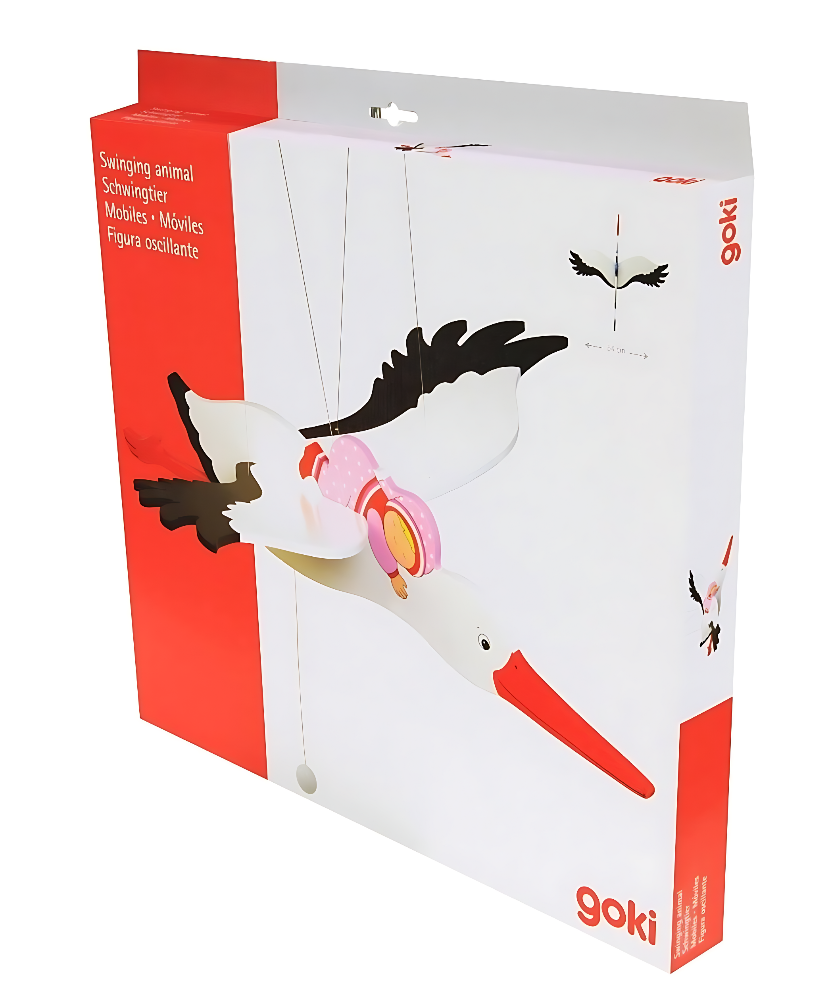 Mobile en bois à suspendre Cigogne avec bébé |EVEIL MONTESSORI