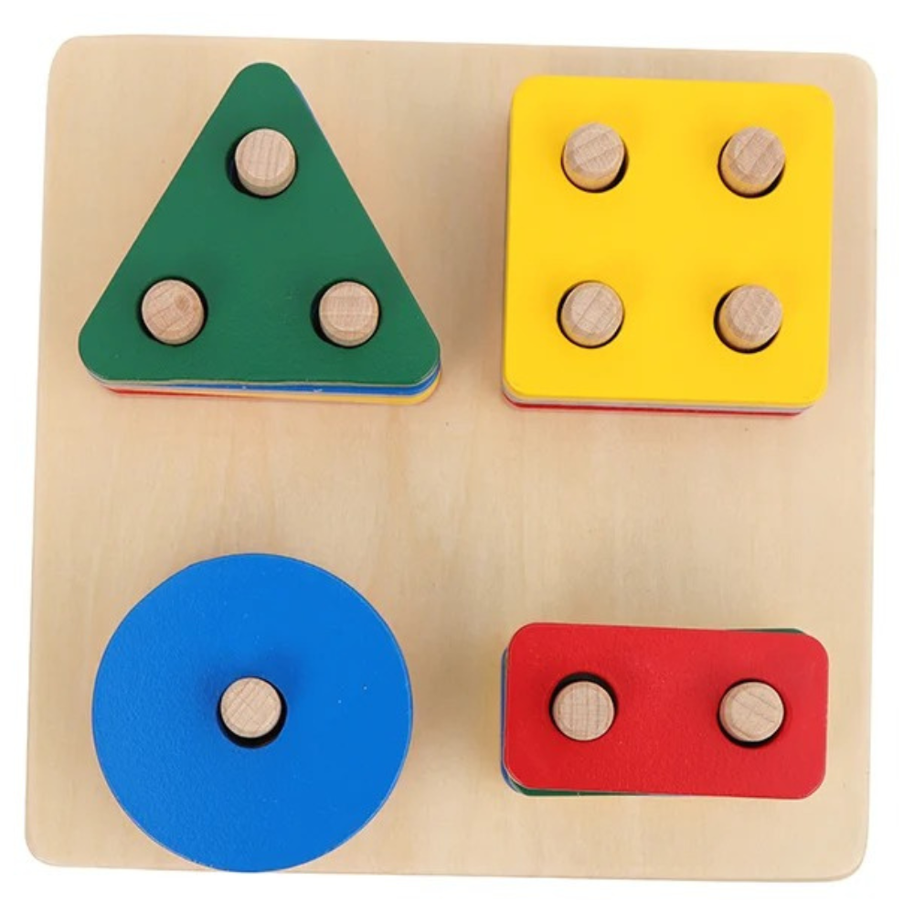 Géoformes - Jeu d'empilage de 4 formes géométrique sur tiges