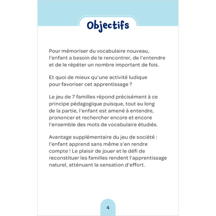 Mon jeu de 7 familles pour débuter en anglais CE1-CE2 - 4 - Eveil Montessori Maroc