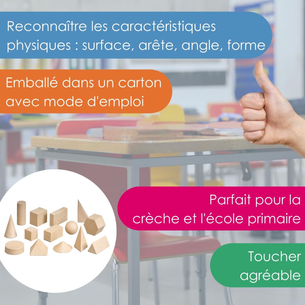 Set de 14 solides géométriques en RE-Wood®