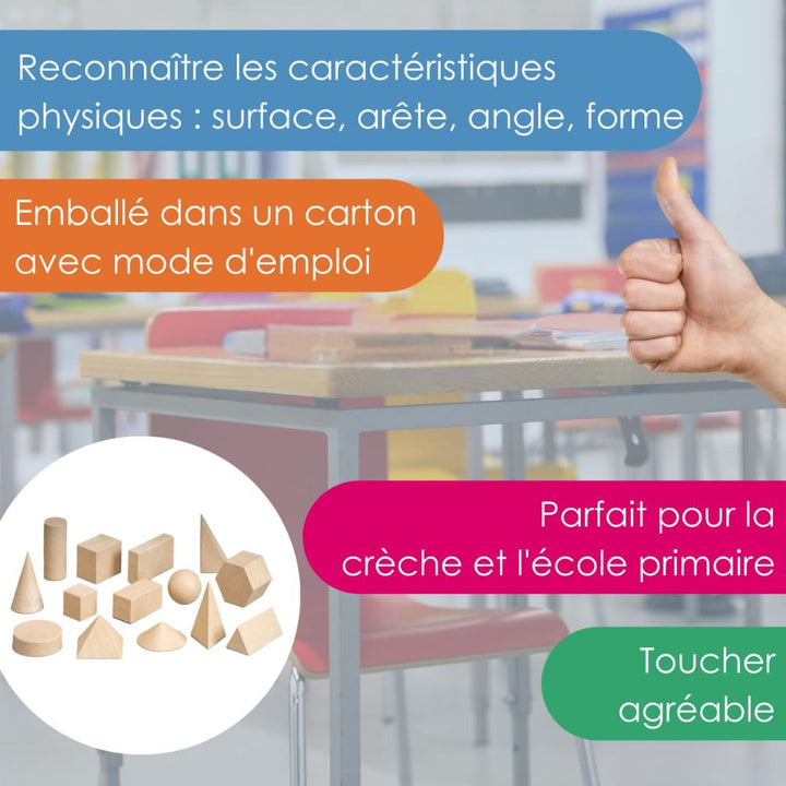 Set de 14 solides géométriques en RE-Wood®