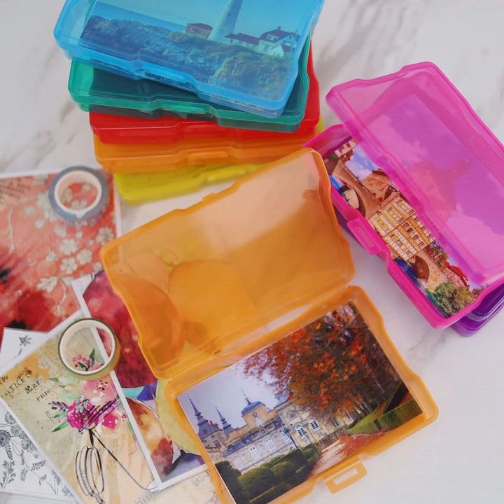 Mallette de rangement avec 16 boites colorés, pour la classe ou pour les photos