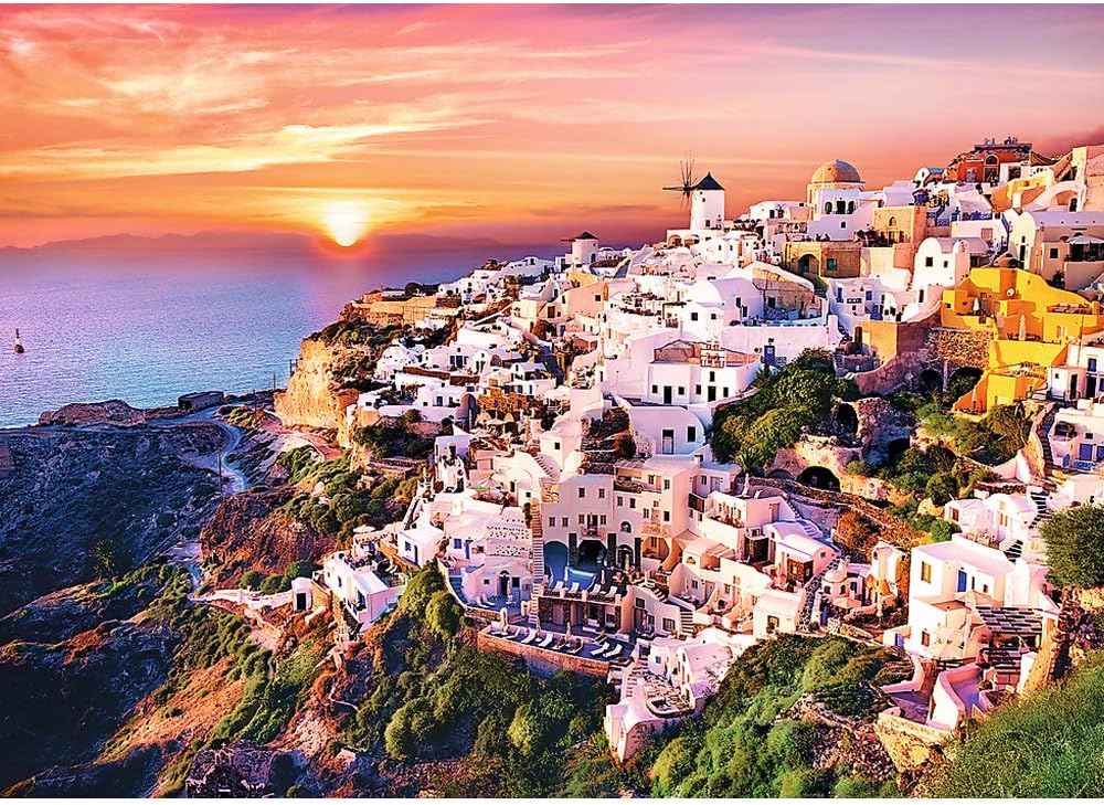 Puzzle 1000 Pièces - Coucher de soleil sur Santorin