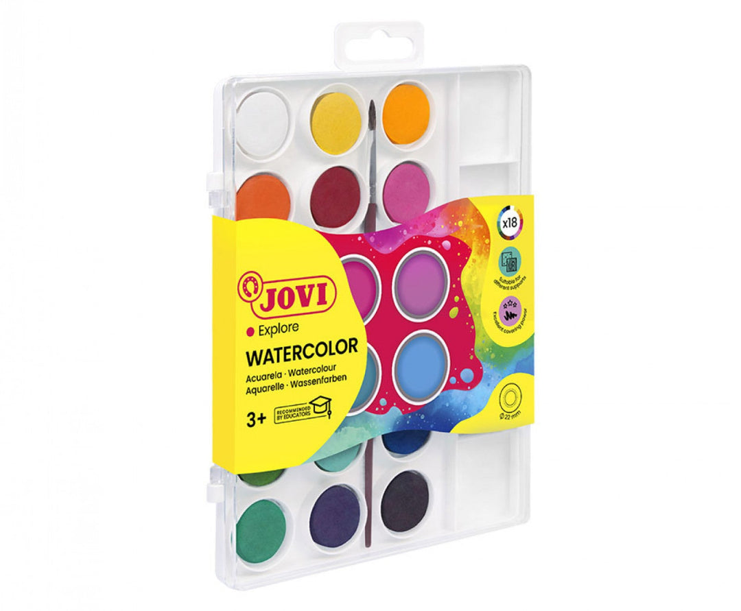 Palette 18 galets d'aquarelles de 22mm couleurs assorties | EVEIL MONTESSORI