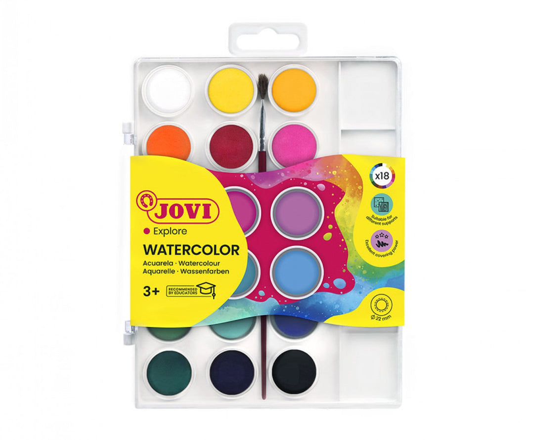 Palette 18 galets d'aquarelles de 22mm couleurs assorties | EVEIL MONTESSORI