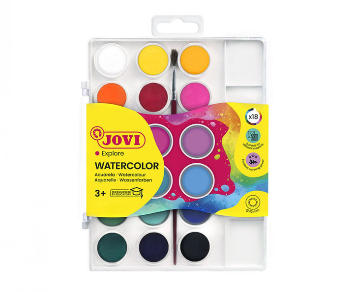 Palette 18 galets d'aquarelles de 22mm couleurs assorties | EVEIL MONTESSORI