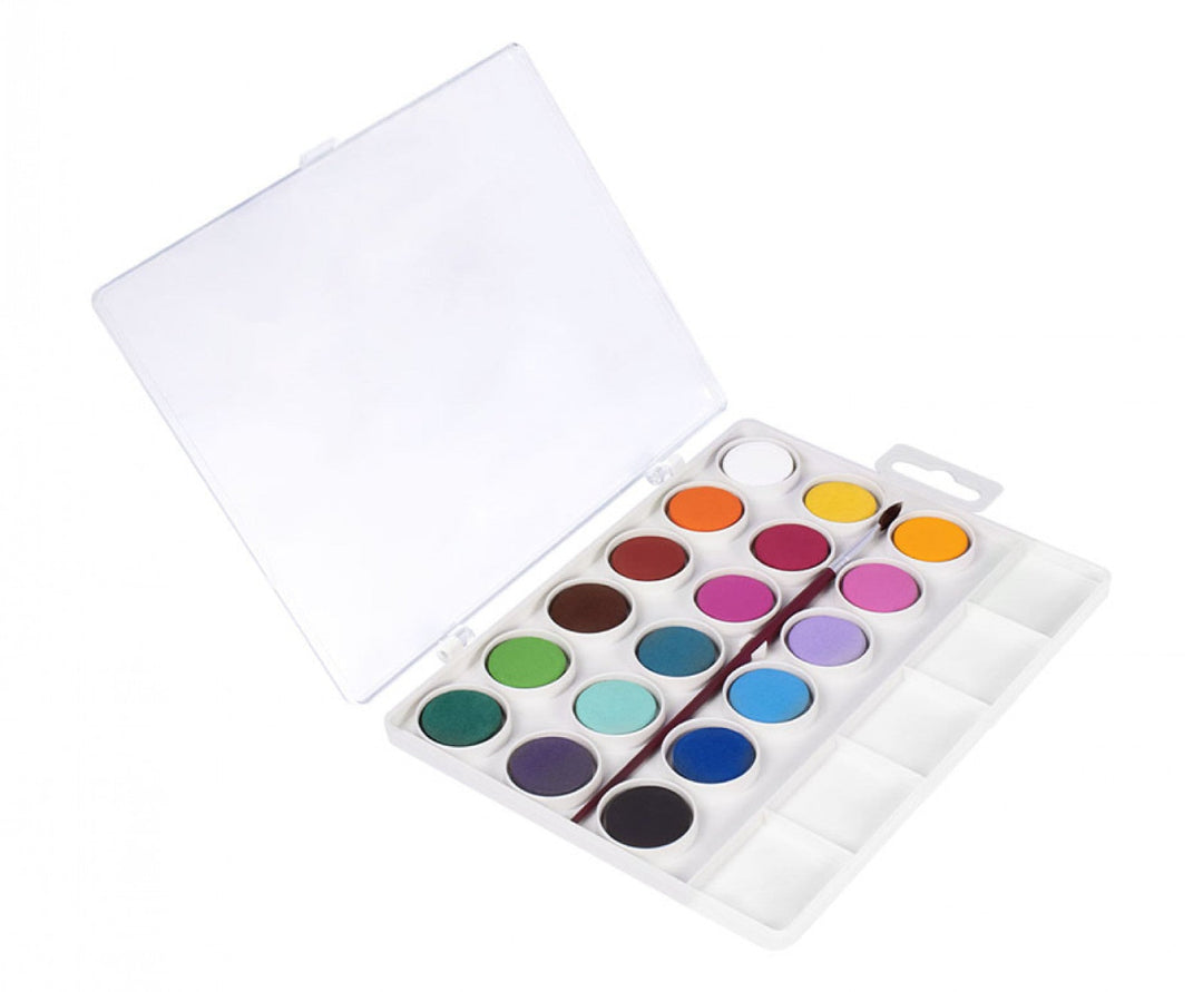 Palette 18 galets d'aquarelles de 22mm couleurs assorties | EVEIL MONTESSORI