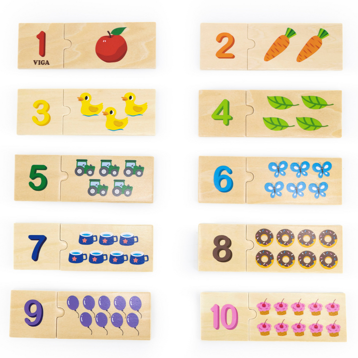Boite de 10 puzzles duo en bois, de 1 à 10