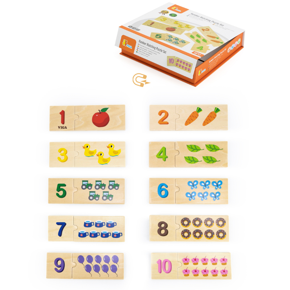 Boite de 10 puzzles duo en bois, de 1 à 10