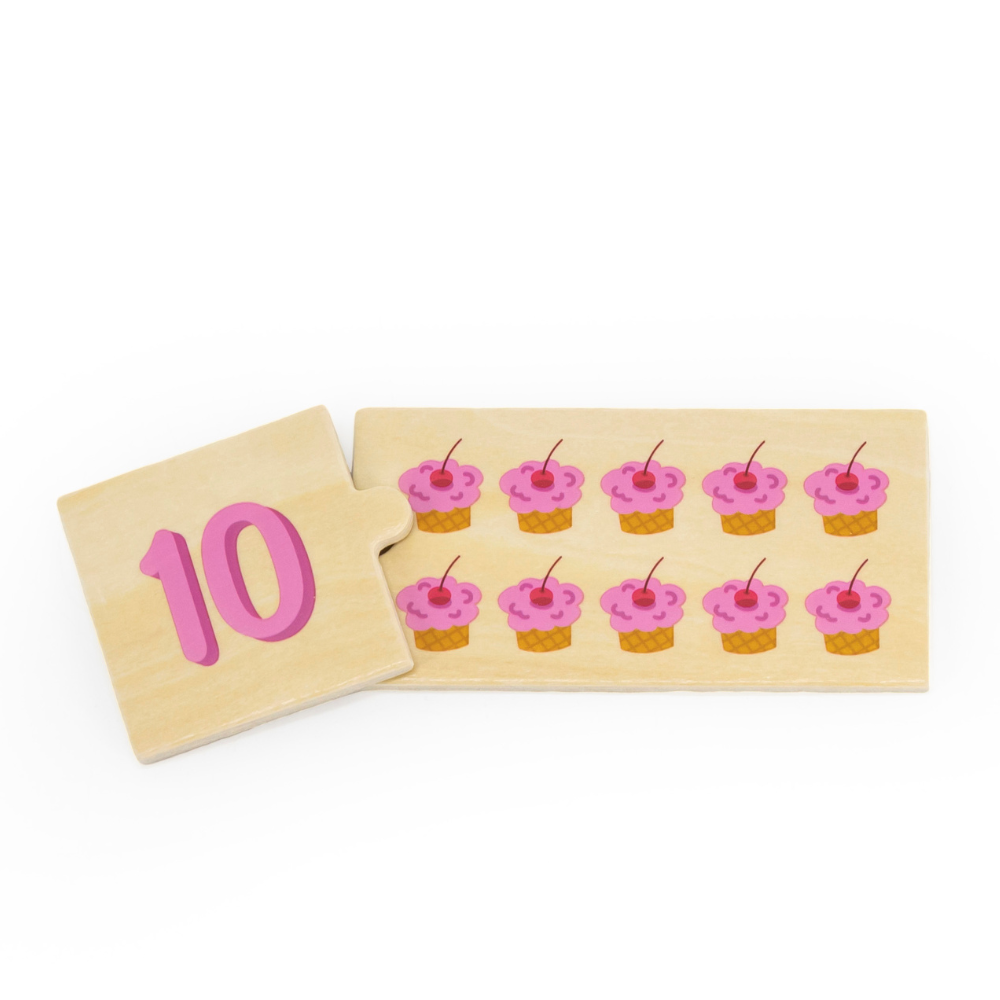 Boite de 10 puzzles duo en bois, de 1 à 10