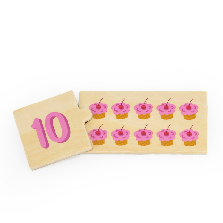 Boite de 10 puzzles duo en bois, de 1 à 10