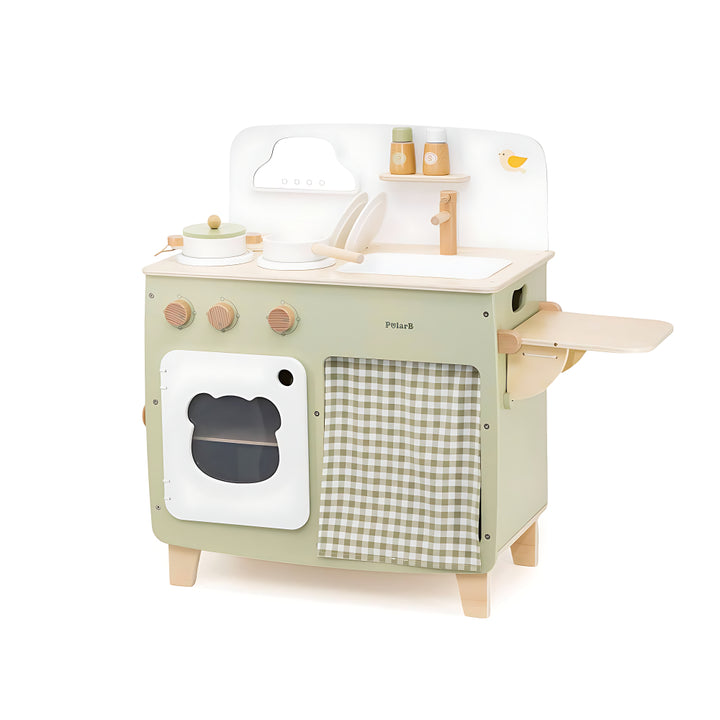 Cuisine vert pastel en bois avec accessoires | EVEIL MONTESSORI